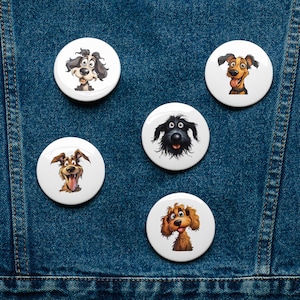 Cute Canine Collectible Pin Set - 5 Whimsical Dog Designs, Ideal for Personalizing Bags & Jackets, Great Dog Lover Gift Idea