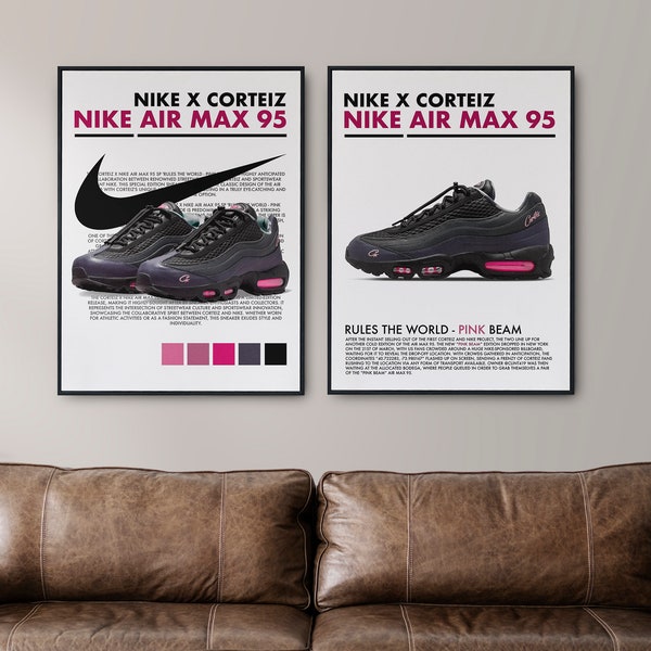 Affiche Nike Air Max 95, déco Sneakerhead, art mural imprimable HypeBeast, lot de 2 affiches de baskets Hypebeast, affiche de chaussure