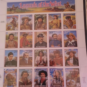 Legends of the West Complete Pane of Twenty 29 Cent Stamps Scott 2869 By USPS