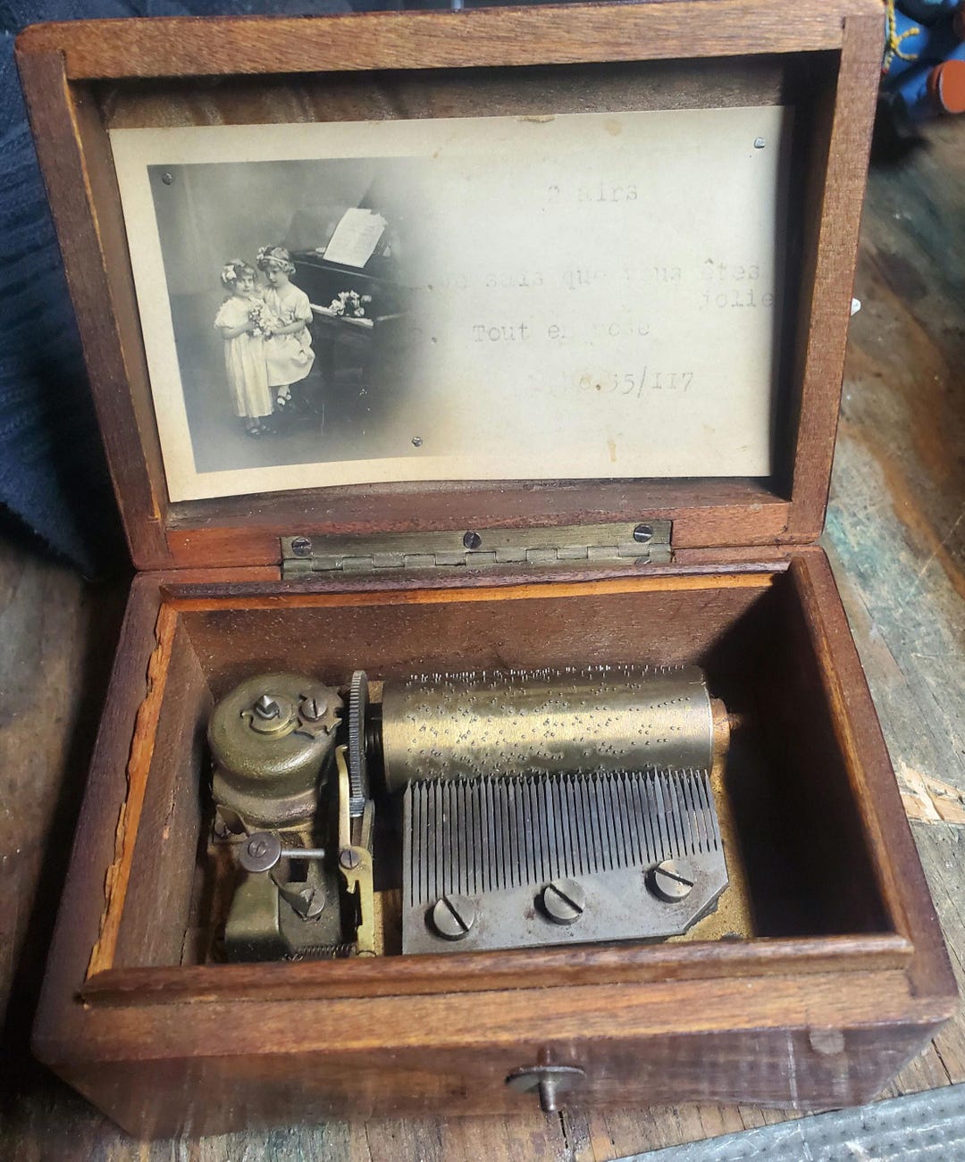 Vintage THORENS Model A 228 2-Song Wooden Music Box, Swiss