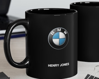 Mug personnalisable BMW, tasse noire 11 oz, cadeau voiture pour papa, fils, anniversaire, fête des mères, cadeau voiture, amateur de BMW