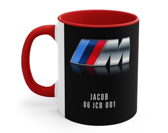 Mug voiture BMW personnalisé, cadeau prénom, papa, père fils, cadeau d'anniversaire amusant pour la fête des mères, tasse à thé café multicolore de 11 oz