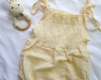 Organic Cotton Muslin Baby Bubble Romper, Summer Outfit