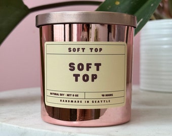 Handmade Scented Candle - "Soft Top" Velvet Vanilla Scent Soy Wax