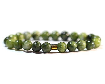 Heishi Jade and Hematite Bead Bracelet - 8mm - Men's Women's Gift - Christmas Gift - Birthday Gift