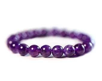 Amethyst bracelet - Natural stones - 8mm - Gift for men and women - Christmas gift - Birthday gift