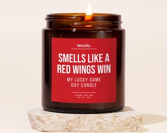 Smells Like A Red Wings Win Candle, Red Wings Candle, Red Wings Gifts, Red Wings Merch, Red Wings Hockey, Red Wings Decor, Game Day