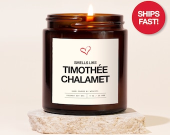 Smells Like Timothee Chalamet Candle, Timothee Chalamet Fan Gift, Funny Celebrity Candle, Pop Culture Gifts, Gag Gift for Bestie