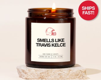 Smells Like Travis Kelce Candle, Travis Kelce Lover Gift, Funny Celebrity Candle, Pop Culture Gifts, Gag Gift for Bestie