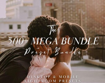 Más de 500 ajustes preestablecidos de Lightroom del Mega Bundle: Soñador, Película, Ambiente, Boda, Retrato (Móvil y Escritorio)