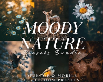 35 Moody Tone Nature, Landscape and Macro Lightroom Presets Bundle: (Mobile & Desktop)
