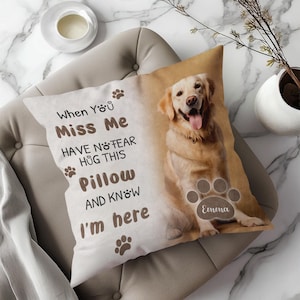 Custom Pet Photo Throw Pillow Case, Pillow Cover, Pet Memorial Gifts, Sympathy Gift, Personalized Pet Remembrance Memory Gift, Pet Loss Gift