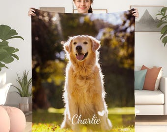 Personalized Pet Photo Blanket, Custom Pet Blanket, Pet Photo Name Blanket, Dog Blanket, Cat Blanket, Gift for Dog Lovers