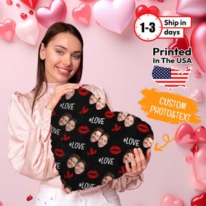 Custom Pillow, Personalized Photo Pillow, Face Pillow, Heart Shape Cartoon Image Doll, Custom Pillow For Couples Lovers, Gift Pillow for Her