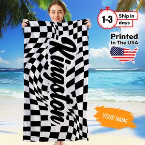 RETRO Style Personalized Beach Towel Personalized Name Bath Towel Custom Beach Towel With Name Outside bachelorette gifts