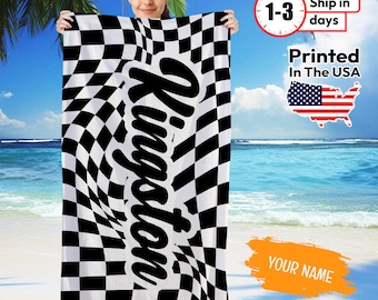 RETRO Style Personalized Beach Towel Personalized Name Bath Towel Custom Beach Towel With Name Outside bachelorette gifts