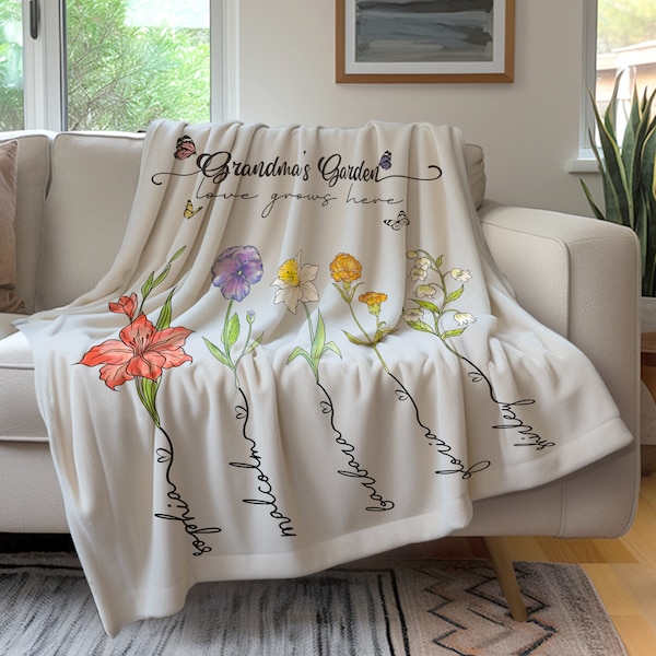 Personalized Grandmother Gift - Custom Blanket for Grandma & Nana - Cozy, Custom Name Blanket for Her