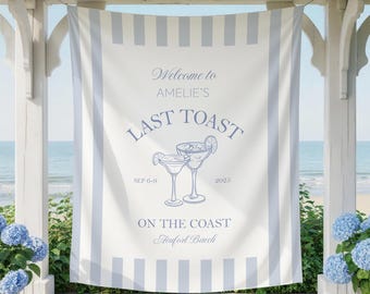 Last Toast on the Slopes Custom Flag Tapestry – Bachelorette Banner, Custom Bachelorette Party Tapestry, Personalized Memorial Wall Hanging