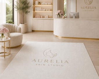 Custom Logo Rug, Personalized Entry Mat, Branded Floor Mat for Salon, Boutique, Cafe, Office & Airbnb, Washable Area Rugs