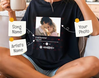 Custom Photo T-Shirt, Cotton Unisex personalized Shirt For Boyfriend, Girlfriend, Birthday Gift, Tee for Couples, Custom Photo Text Shirt