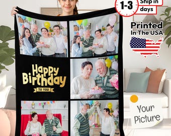 Personalized Photo Blanket, Custom Photo Blanket with Text, Personalized Gift, Memorial Blanket, Anniversary Gift, Custom Birthday Gift