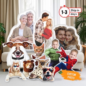 Custom Face Pillow, Personalized 3D Photo Pillow, Face Pillow, Personalized Pet Photo Cushion – Unique Face, Dog, Cat Pillow Gift