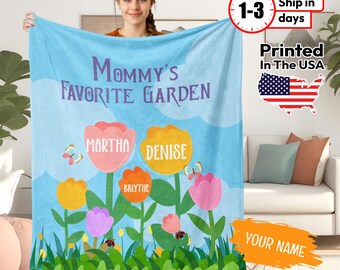 Personalized Flower Blanket for Mom, Mother's Day blanket, Gift for Mother's Day, Gift for Mom, Personalized Mom Blanket