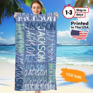 Personalized name Towel, Personalized Beach Towels for Kids Adults-From 4 Colors , Monogrammed Beach Towels, Birthday Vacation Gift