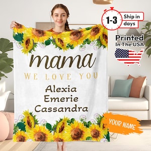 Mother’s Day Custom Blanket, Personalized Sherpa Fleece blanket with Photos, Names, Messages, Gift for Mom, Perfect Gift for Mother, Mom