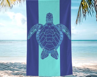 Nova Blue Turtle Beach Towel for Kids Adults, Seahorse Dolphin Shark Beach Towels, Bachelorette Party Beach Towel Matching Bridesmaid Towel