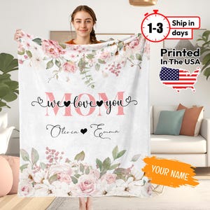 Mother’s Day Custom Blanket, Personalized Fleece blanket with Photos, Names & Messages, Gift for Mom, Perfect Gift for Mother