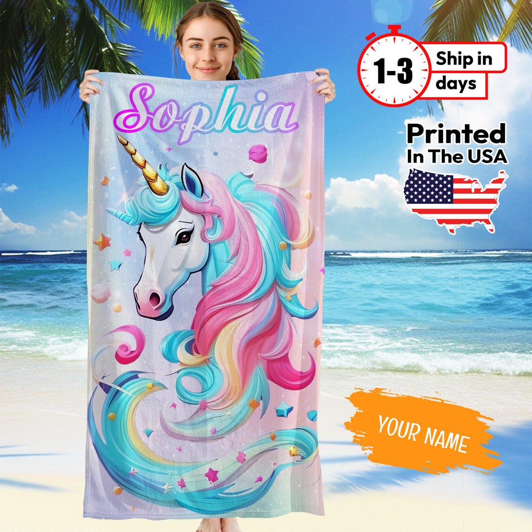 VANZEV Unicorn Beach Towel - 52" X 32", Super Soft Plush Cotton, For Adults & Kids