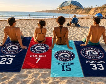 Personalized Team Beach Towel, Swim Gift,School Team Gift, Custom team gift,Sport Gift,Hockey Team Gift,Baseball Team, softball world series