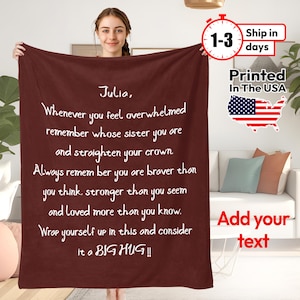 Custom Text Blanket, Personalized Letter Blanket for Your Family Friends, Gift for Birthday Valentine&#39;s Day Graduation Anniversary