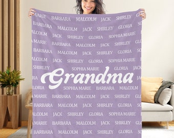 Personalized Grandma & Grandpa Blanket, Custom Name Blanket, Ideal Gift for Grandparents Family