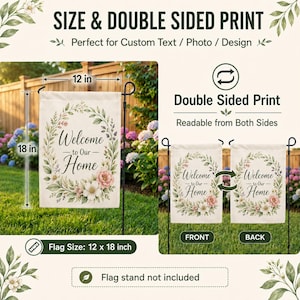 Custom Photo Garden Flag 12x18 Inch, Personalized Double Sided Yard Flag, Family Pet Memorial Flag, Linen Look Outdoor Garden Decor Gift image 2