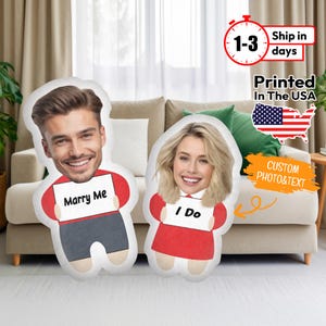 Custom Face Pillow, Personalized 3D Photo Pillow, Face Pillow, Head Cushion, Cartoon Image Doll, Custom Pillow for For Couples