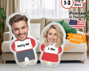 Custom Face Pillow, Personalized 3D Photo Pillow, Face Pillow, Head Cushion, Cartoon Image Doll, Custom Pillow for For Couples