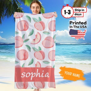 Personalized Peach Pineapple Beach Towel, Lemon avocado Beach Towel, Custom Fruit Beach Towel, Custom Beach Towel for Womens