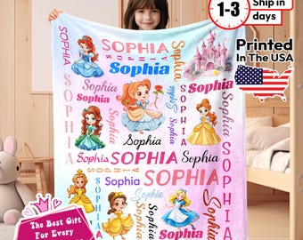 kids custom name blanket, Personalized Blankets for kids, Girl Blanket, Princess Blanket, Frozen Elsa Blanket, Unicorn Blanket, Gift for her