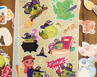 Witch Borb Sticker Sheets: 4.5"x6.8" Sticker Sheets | Funny Cute Lime Slime Birb Stickers Meme Water Bottle Laptop Tumblrs Viral Decal