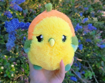 Mango Borb Plushie | 7" Tall Bird Orb Stuffed Animal, Sensory Friendly! | Yellow Bird Kawaii Cute Stuffed Plush Toy Soft Gifts Caique Budgie