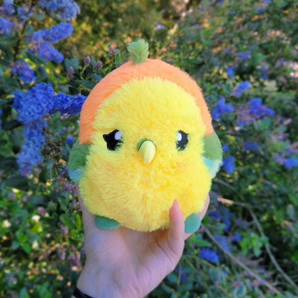 Mango Borb Plushie | 7" Tall Bird Orb Stuffed Animal, Sensory Friendly! | Yellow Bird Kawaii Cute Stuffed Plush Toy Soft Gifts Caique Budgie