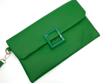 Green Clutch Bag |  Big Handbag For Women | Elegant Purse | Vegan Bags