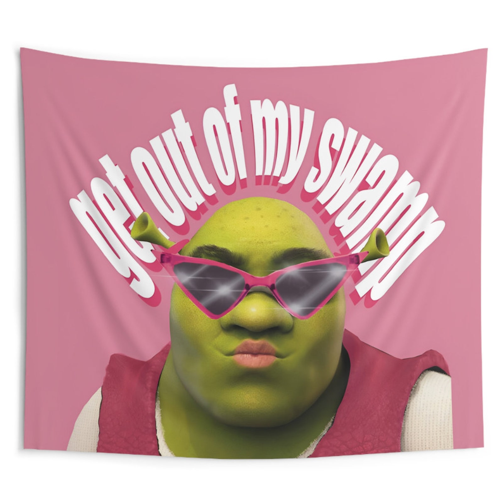 Pink Shrek Tapestry Get Out of My Swamp Tapestry Funny Meme Tapestries