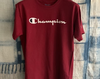 Rotes Champion T - Shirt, M, Frontprint, Baumwolle