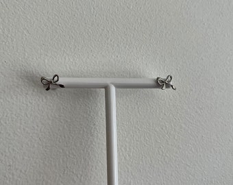 silver bow stud earrings