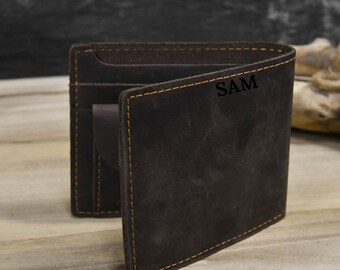 Cartera de cuero, Cartera delgada de cuero personalizada, Monedero, Cartera con tarjetero, Monedero de cuero, Billetera para mujer, regalo para él o ella