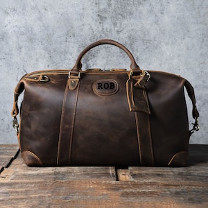Vollnarbenleder Reisetasche, Reisetasche, Reisetasche, Outdoor-Gepäcktasche, Urlaubstasche, Weekender-Tasche, personalisierte Geschenke für Sie und Ihn