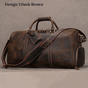 Leder Seesack Herren, Weekender Tasche, Leder Reisetasche, Gepäcktasche, Reisetasche Weekender mit Schuhfach personalisierte Geschenk ihn